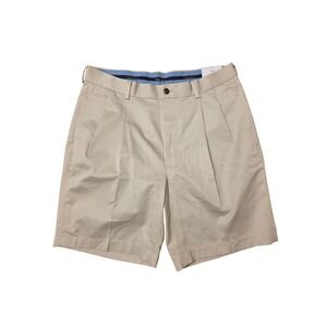 Brooks Brothers Mens Lightweight Advantage Chino Pleated Shorts Khaki Tan W33